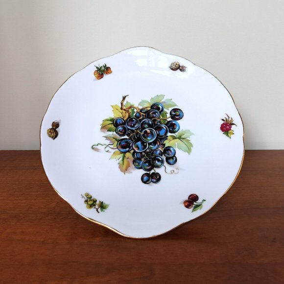 Czech Bohemian China Grapes Vintage Serving Plate - Picture 7 of 9